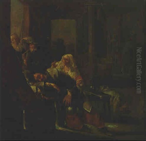 A Soldier Sleeping In A Guardsroom, With Other Figures Nearby - view 1