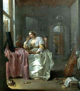 A Vanitas: A Lady At Her Toilet