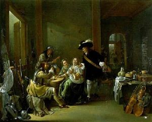 Soldaten Mit Damen Beim Kartenspiel by Jacob Duck