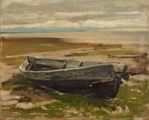 Kustenlandschaft Mit Boot by Eugen Gustav Duecker