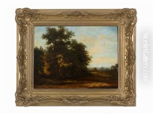 Forest Landscape With Village by Eugen Gustav Duecker
