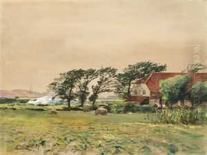 Watercolor, Behind The Dunes by Eugen Gustav Duecker