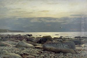 Meeresbrandung Bei Cap Arcona Auf Rugen by Eugen Gustav Duecker