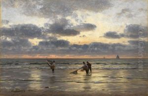 Fishing At Dawn by Eugen Gustav Duecker