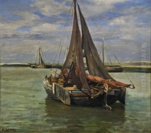 Fischerboot Auf Ruhiger See by Eugen Gustav Duecker