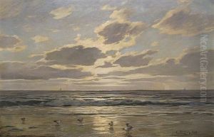 At The Beach Of The Baltic Sea by Eugen Gustav Duecker