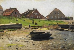 Sommertag Vor Einem Dorf An Der Estnischen Kuste. Am Ufer Aufliegende Ruderboote Sommertag Vor Einem Dorf An Der Estnischen Kuste. Am Ufer Aufliegende Ruderboote
