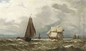 Kustenfischer Auf Bewegter See by Eugen Gustav Duecker