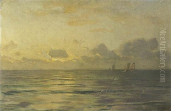Abendliches Meer Mit Einlaufenden Booten - view 1