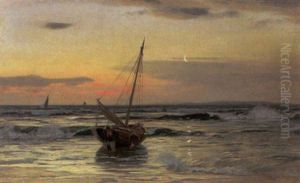 Ostseefischer Am Abendlichen Strand