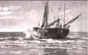 Segelschiff Am Strand (ostsee) by Eugen Gustav Duecker
