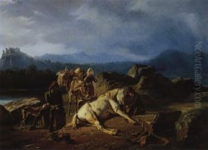 Le Colporteur Et Son Cheval by Jean-Antoine Duclaux