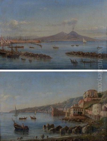 Vue De La Baie De Naples Avec Le Vesuve Vue De La Colline Du Pausilippe (2 Works) - view 1