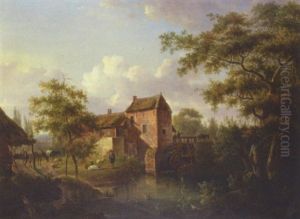 Landscape With Mill by Julien Joseph Ducorron