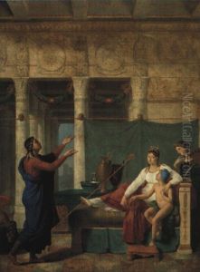 Poete Recitant Les Hauts Faits D'un Guerrier Devant Son Epouse Et Son Fils by Joseph Francois Ducq
