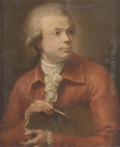 Portrait Of A Gentleman In A Salmon Pink Jacket With A White Cravat, Holding A Folio And A Pen