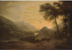 A Mountainous River Landscape by George Arnald