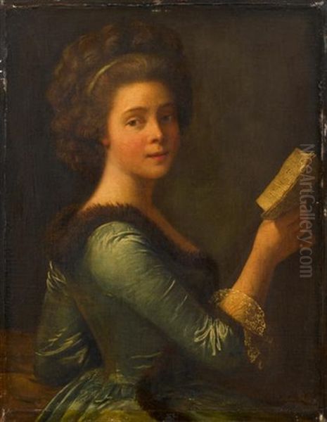 A Young Woman Holding A Book - view 1