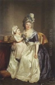 Portrait D'une Femme Tenant Sa Fille Sur Ses Genoux by Rose Adelaide Ducreux