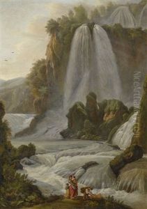 Waterfall At Tivoli by Abraham Louis Rodolphe Ducros
