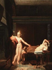 Paris Und Helena (aphrodite Und Amor Geleiten Paris Zum Schlafgemach Der Helena) by Abraham Louis Rodolphe Ducros