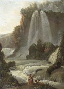 Die Wasserfalle Von Tivoli by Abraham Louis Rodolphe Ducros