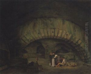Interieur De Prison Avec Un Pretre by Abraham Louis Rodolphe Ducros