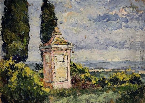 Bluhende Sudfranzosische Landschaft Mit Kleiner Kapelle - view 1