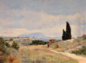 Berger Aux Environs D"aix En Provence, En Fond La Sainte Victoire by Edouard Ducros