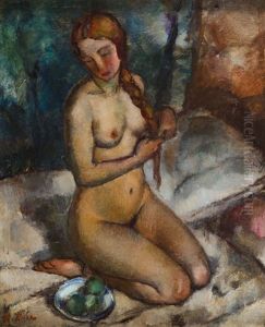 Nude With Green Apples by Miron Duda