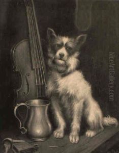 A Terrier By A Violin by Robert Charles Dudley