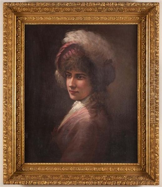 Portrait Of A Woman With Feathered Hat - view 1