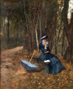 Portrait D'une Jeune Femme A L'ombrelle