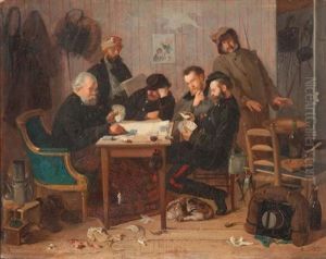 Militaires Jouant Aux Cartes by Ernest-Ange Duez