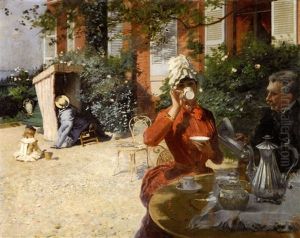 Le Dejeuner Sur La Terrasse, Villerville by Ernest-Ange Duez