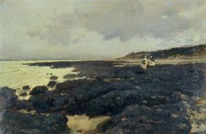 Les Ramasseuses De Coquillages, Villerville by Ernest-Ange Duez