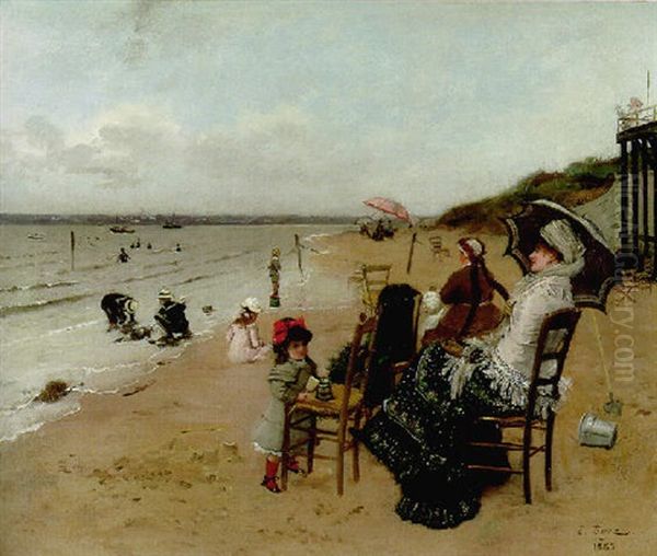 Mere Et Fille Sur La Plage - view 1