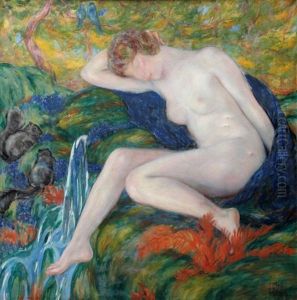Baigneuse Endormie Pres De La Cascade by Clementine-Helene Dufau