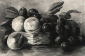 Fruchtestilleben Mit Pflaumen Und Pfirsichen