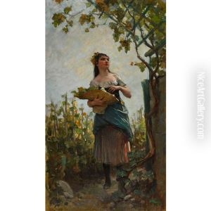 Bauernmadchen Bei Der Weinlese by Frederic Dufaux