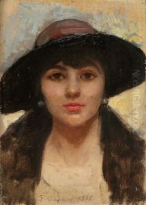 Portrat Einer Jungen Dame Mit Hut