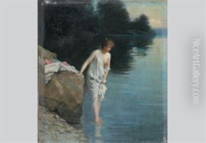 Junge Frau Am Wasser Junge Frau Am Wasser
