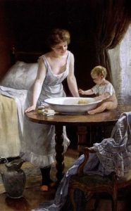 Mere Et Enfant Avant La Toilette