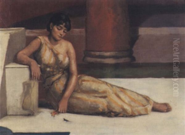 Femme Assise Avec Salamandre - view 1