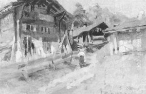 Frau Auf Einem Feldweg by Frederic Dufaux