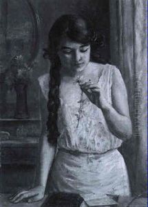 Portrait De La Niece De L'artiste Tenant Une Marguerite Portrait De La Niece De L'artiste Tenant Une Marguerite