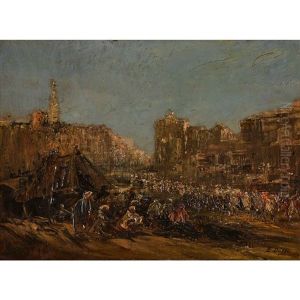 Zeltlager Vor Orientalischer Stadt by Edouard-Jacques Dufeu