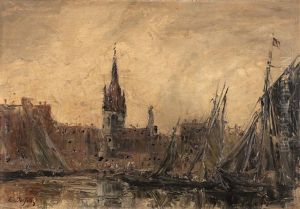 L'arrivee Dans Le Port by Edouard-Jacques Dufeu