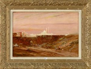 Entree De Ville Animee Au Moyen Orient by Edouard-Jacques Dufeu