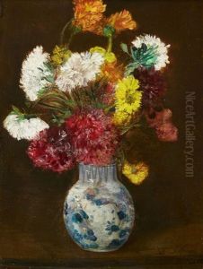 Floral Still Life by Edouard-Jacques Dufeu